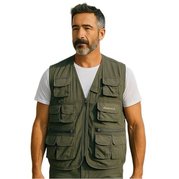Pflueger Vintage Utility Fishing Vest Olive Green Multiple Pockets Size XXL - Picture 1 of 5